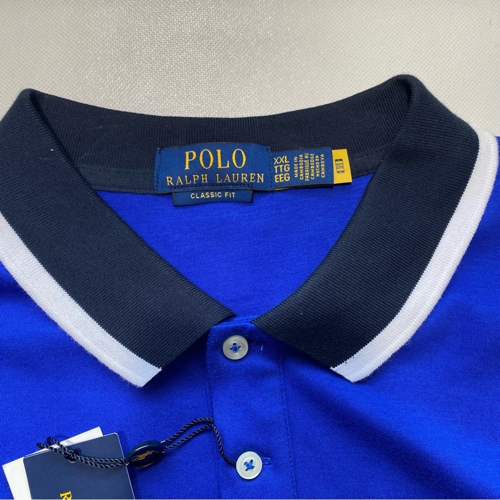 NEW Size XXL  Mens POLO RALPH LAUREN Short Sleeve Polo Shirt Cotton Blue $125 - Picture 8 of 11